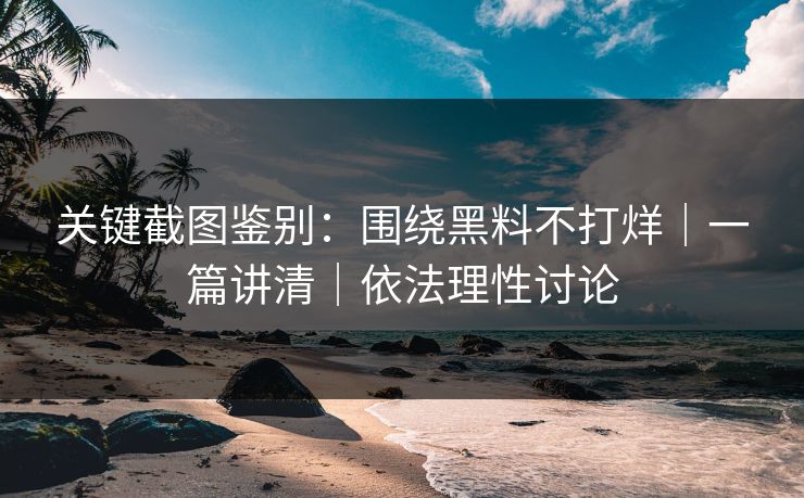 关键截图鉴别：围绕黑料不打烊｜一篇讲清｜依法理性讨论